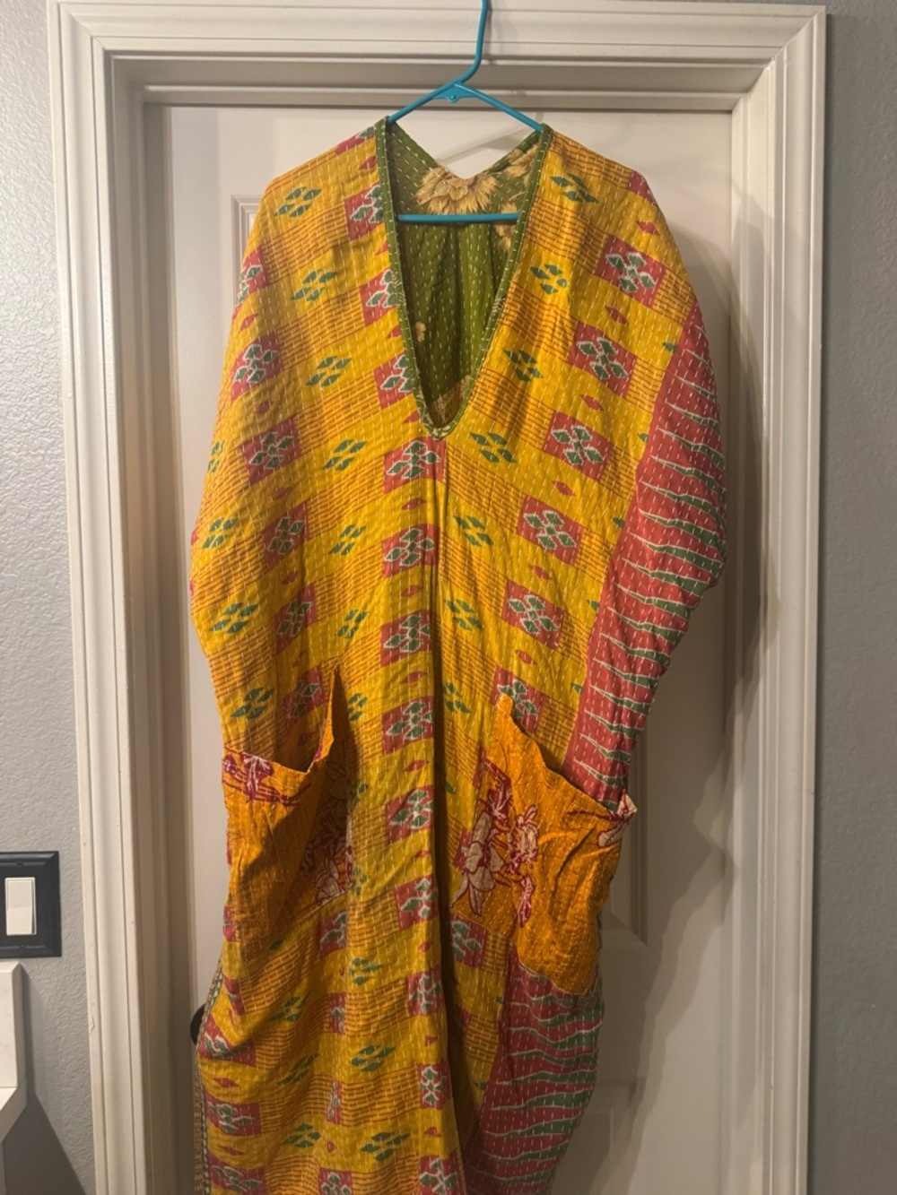Green Floral Midi Dress with Yellow Accents - Picture 4 of 4